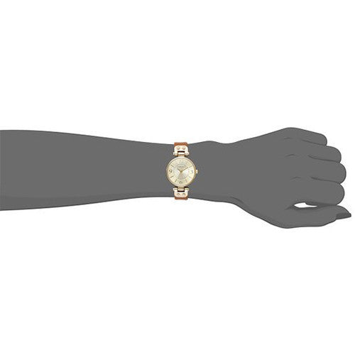 Anne Klein Women's 109442CHHY Gold-Tone Champagne Dial and Brown Leather Strap Watch -  - 2